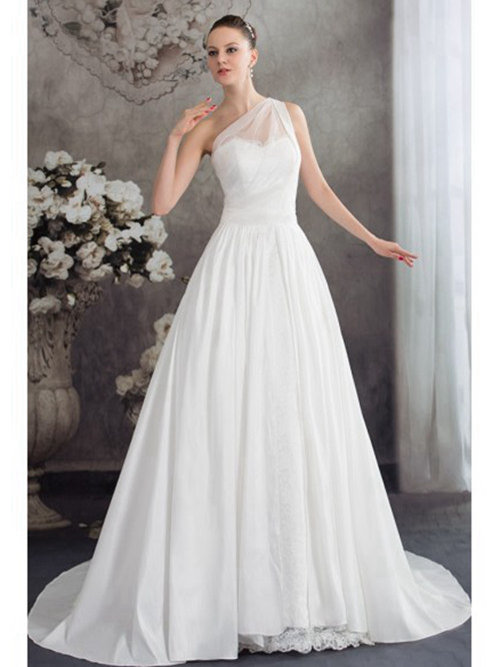 A-line One Shoulder Chiffon Beach Bridal Wear