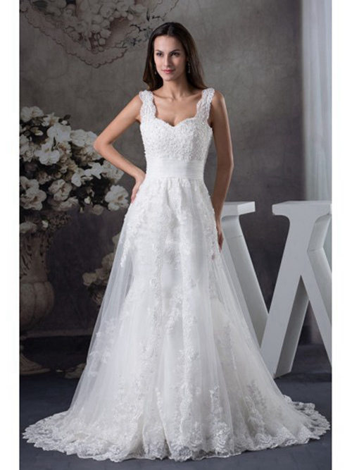 A-line Straps Long Lace Bridal Wear