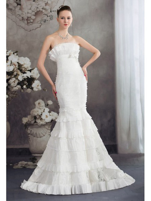 Elegant Mermaid Strapless Wedding Wear Layers