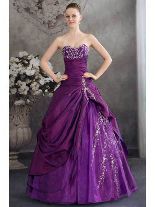 A-line Sweetheart Taffeta Colorful Bridal Gown Beads