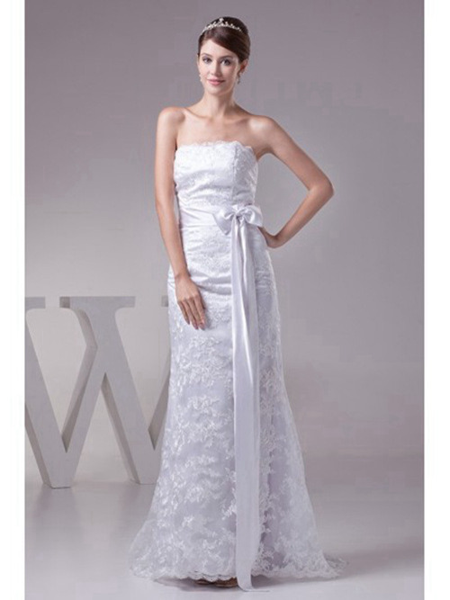Mermaid Strapless Lace Wedding Dress Sash