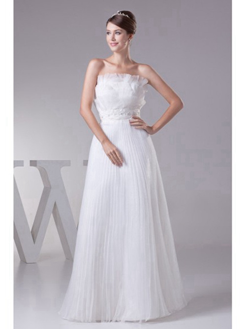A-line Strapless Tulle Bridal Wear Pleats