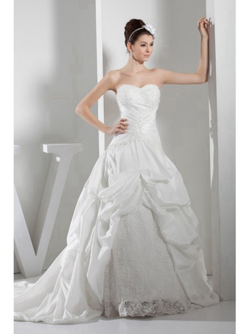 A-line Sweetheart Taffeta Lace Wedding Wear
