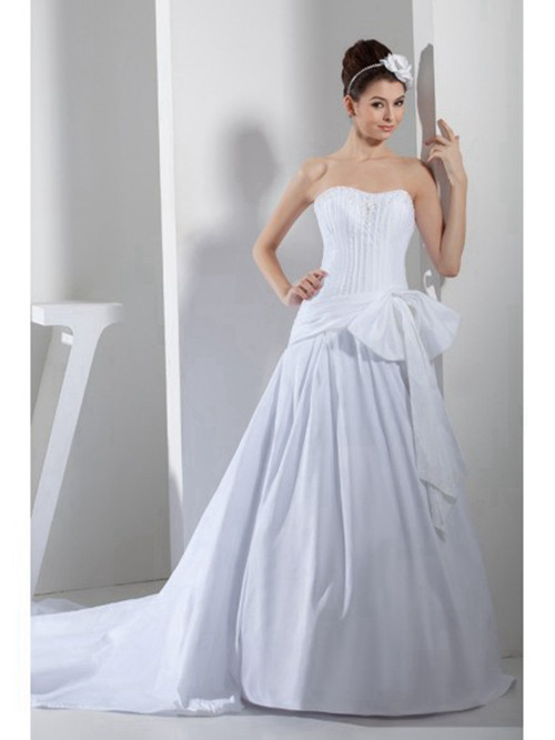 A-line Sweetheart Taffeta Wedding Dress Pleats