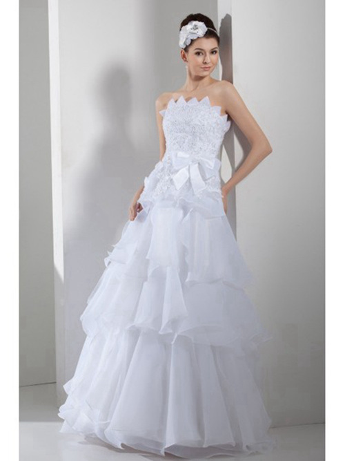 A-line Strapless Organza Bridal Wear Bowknot
