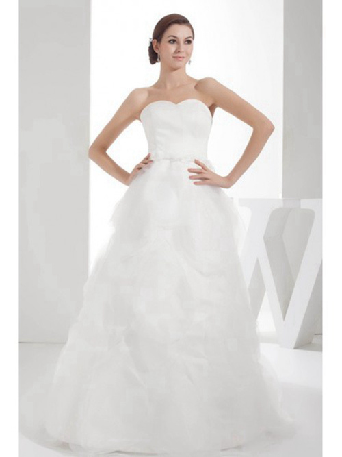 A-line Sweetheart Organza Beach Bridal Dress