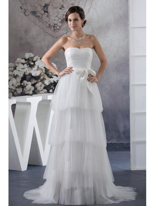 A-line Sweetheart Tulle Bridal Gown Pleats
