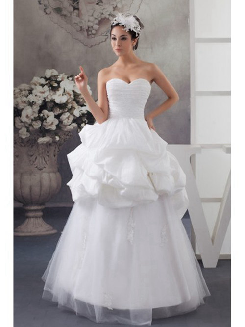 A-line Sweetheart Organza Taffeta Bridal Dress Pleats