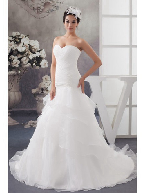 Mermaid Sweetheart Organza Bridal Gown Ruched