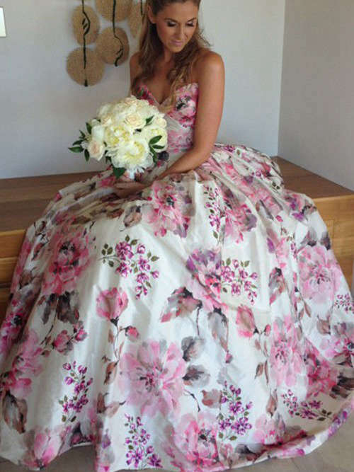 A-line Sweetheart Floral Wedding Wear
