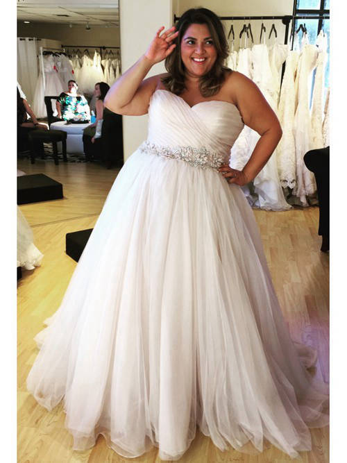 A-line Sweetheart Tulle Plus Size Bridal Wear Beads