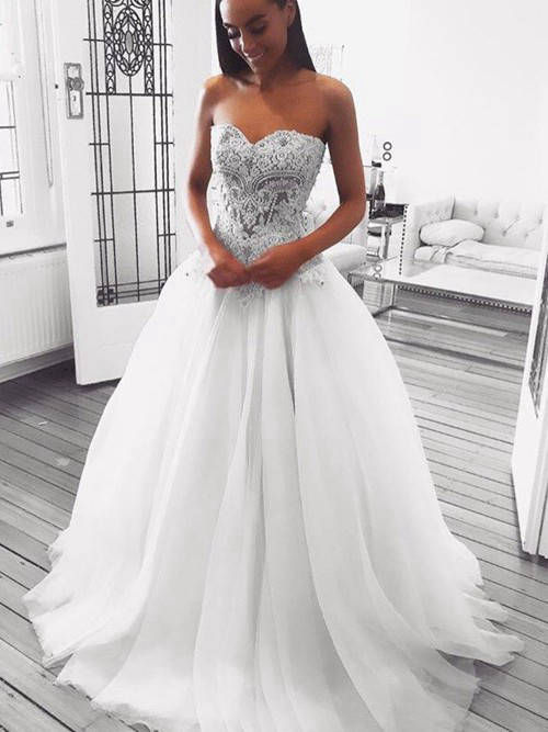 Princess Sweetheart Lace Tulle Wedding Dress