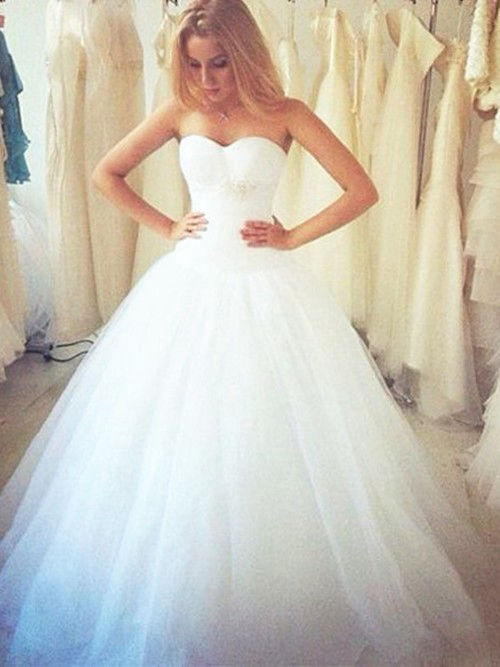 Princess Sweetheart Floor Length Tulle Bridal Dress