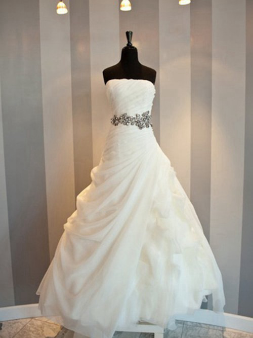 A-line Strapless Organza Wedding Dress Beads