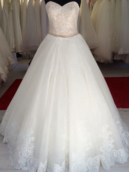 A-line Sweetheart Tulle Lace Wedding Wear