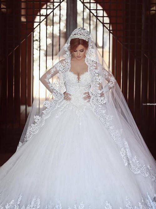 Ball Gown Off Shoulder Tulle Lace Wedding Wear