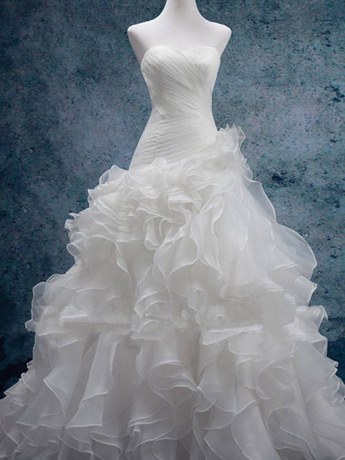 A-line Sweetheart Organza Bridal Wear Frills