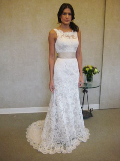 Mermaid Square Lace Wedding Gown Belt