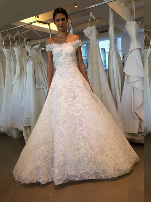 A-line Off Shoulder Lace Wedding Gown