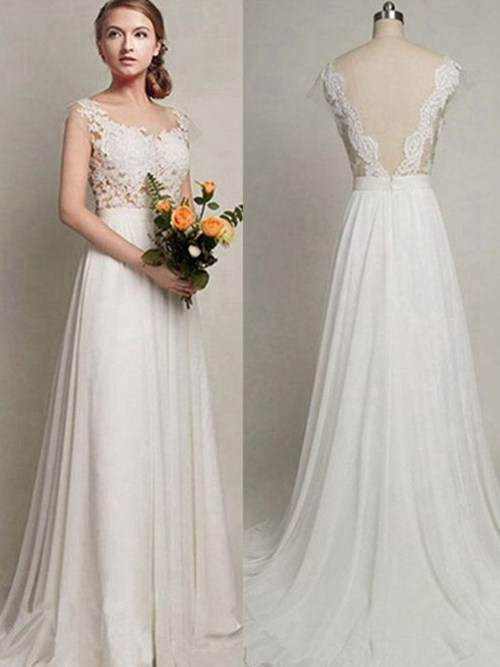 A-line Straps Lace Chiffon Bridal Wear