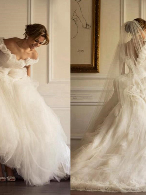 Ball Gown Off Shoulder Tulle Bridal Wear Frills