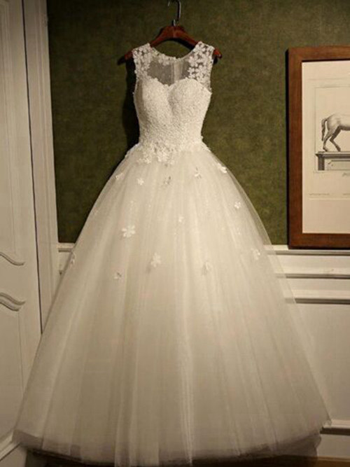 Ball Gown Sheer Tulle Bridal Wear Applique