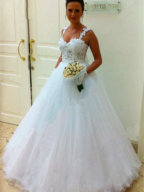 A-line Straps Lace Organza Bridal Wear