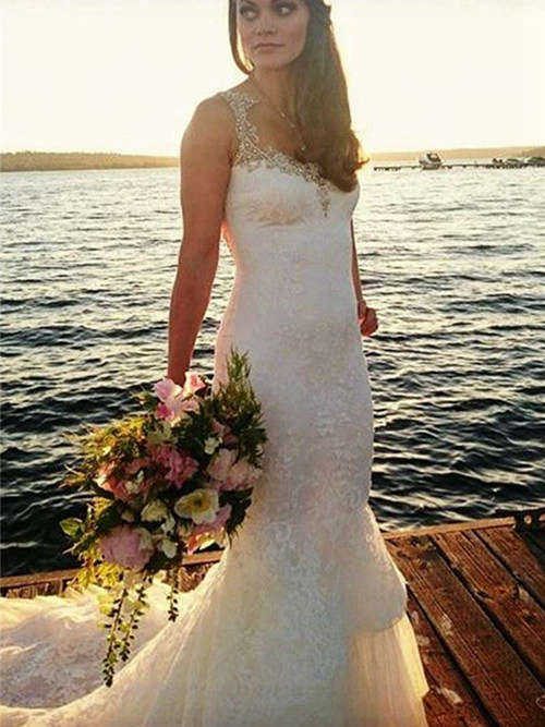 Mermaid Straps Lace Wedding Garment Beads