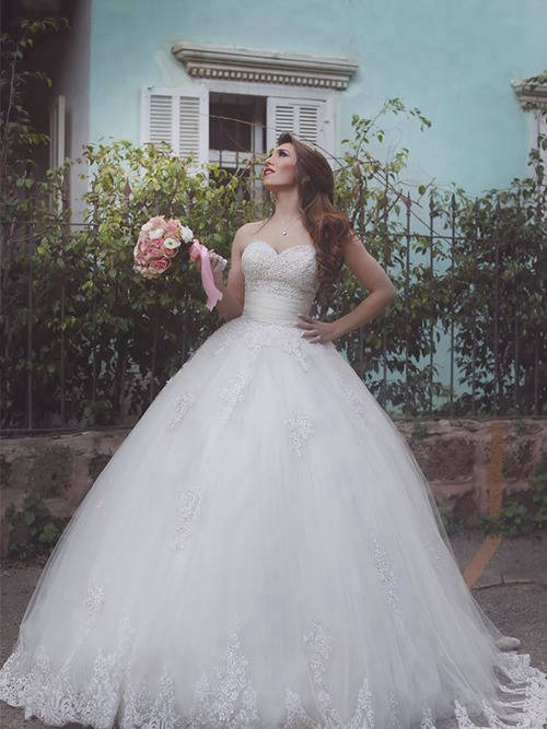 Ball Gown Sweetheart Tulle Wedding Garment Applique