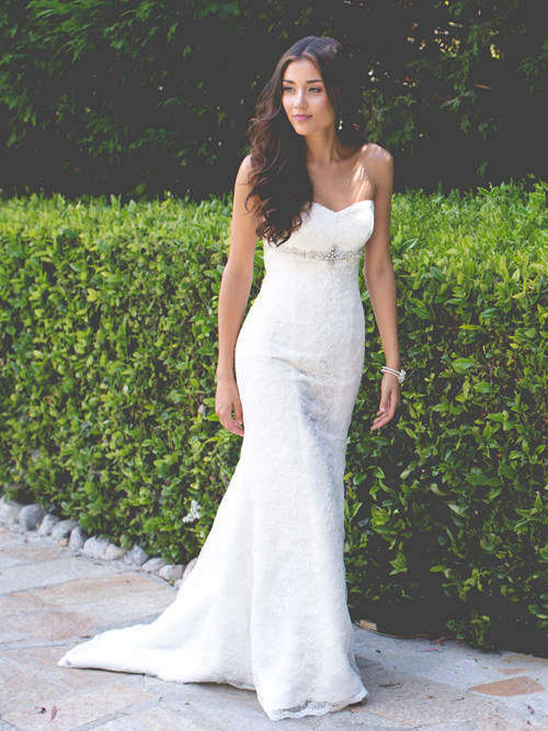 Mermaid Sweetheart Lace Wedding Gown Beads