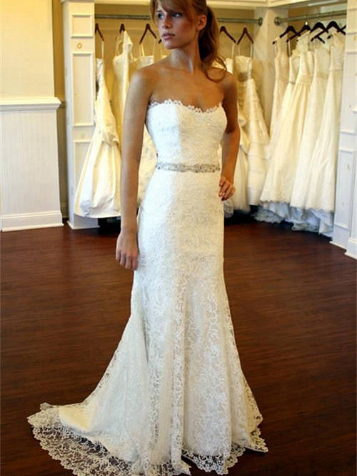 Mermaid Sweetheart Lace Bridal Gown Beads