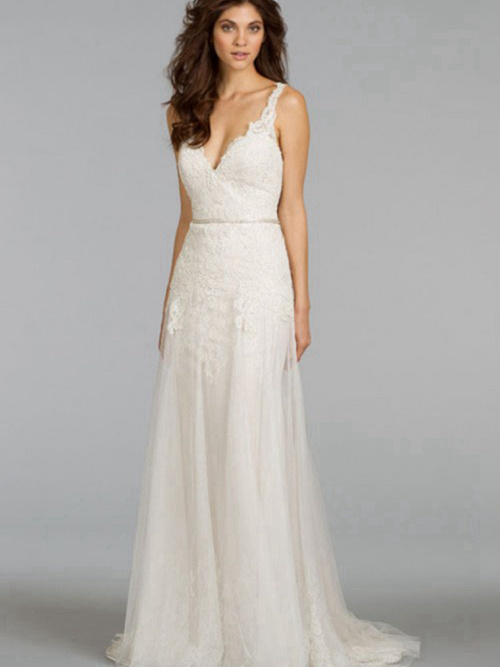 A-line Straps Tulle Lace Bridal Gown