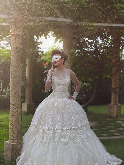 Ball Gown Sheer Tulle Lace Bridal Wear