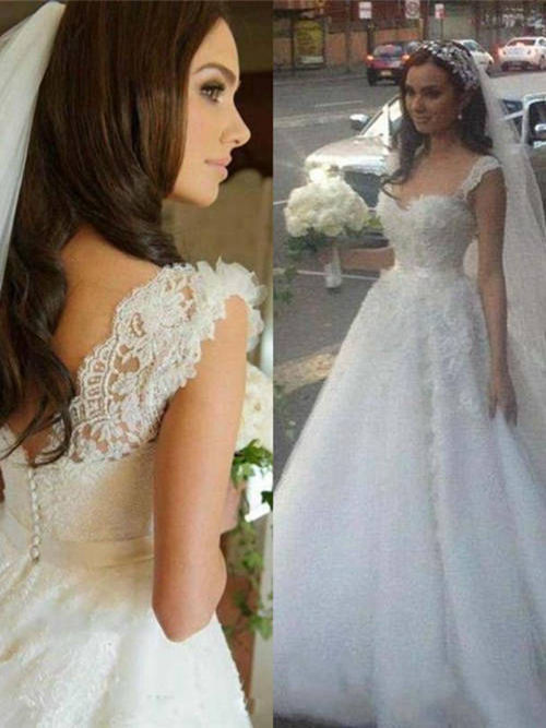 A-line Straps Lace Bridal Wear