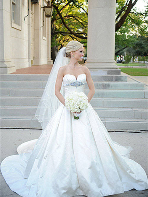 A-line Sweetheart Satin Wedding Dress