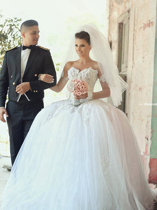 Ball Gown Sweetheart Tulle Lace Bridal Wear