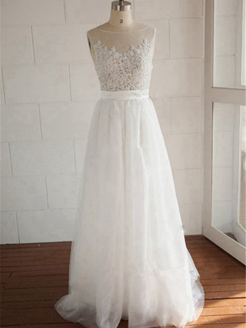A-line Sheer Tulle Lace Bridal Wear