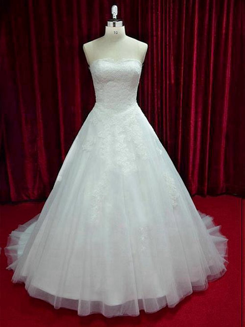 A-line Sweetheart Tulle Lace Bridal Wear