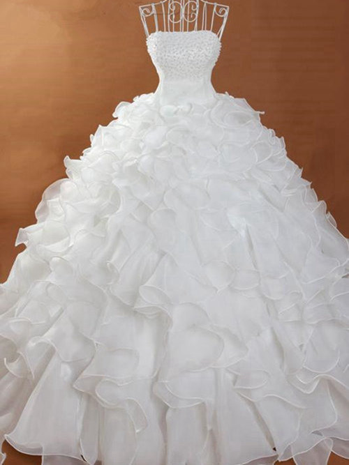 Ball Gown Strapless Organza Bridal Wear Ruffles