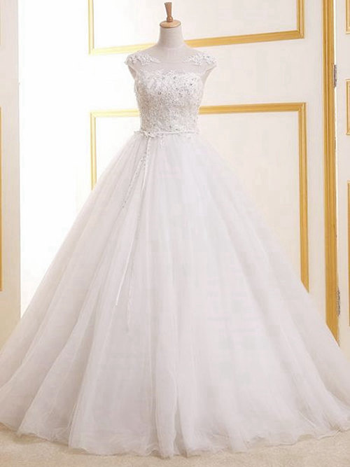 A-line Sheer Tulle Lace Bride Wear