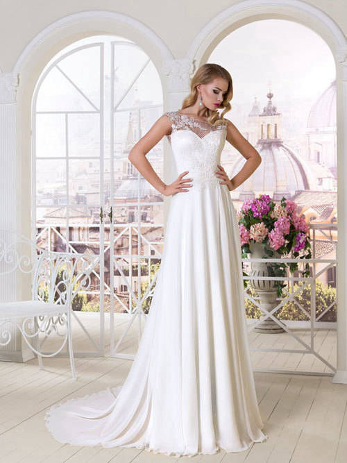 A-line Sheer Chiffon Lace Wedding Garment