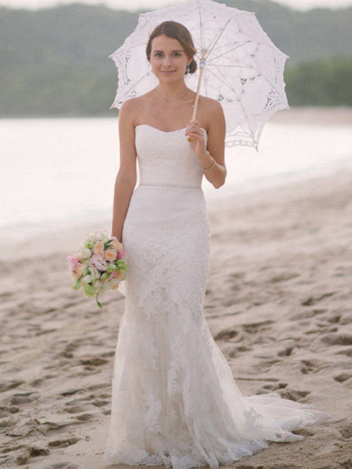 Mermaid Sweetheart Lace Beach Wedding Gown