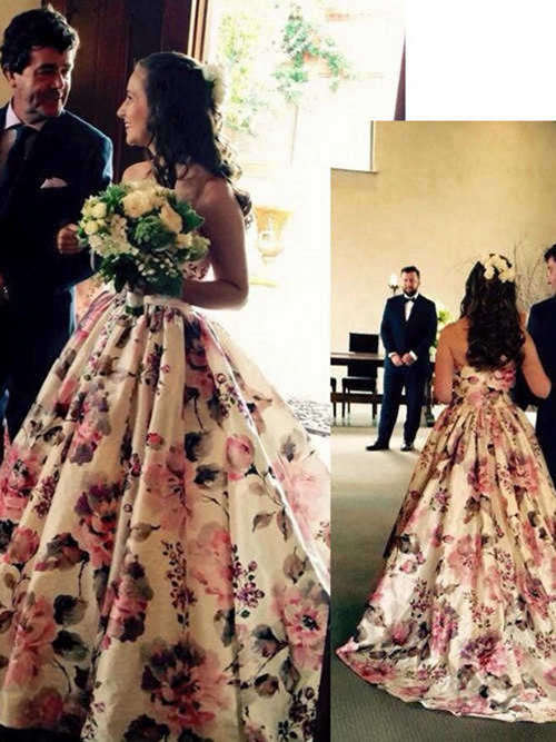 A-line Sweetheart Taffeta Floral Wedding Gown