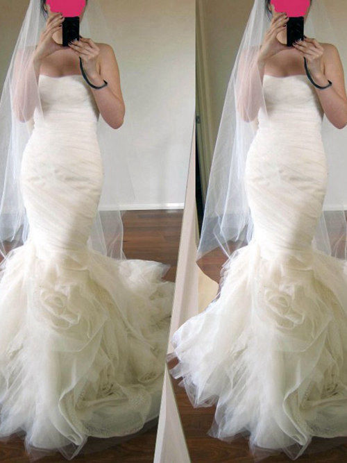 Mermaid Sweetheart Tulle Wedding Dress Ruffles