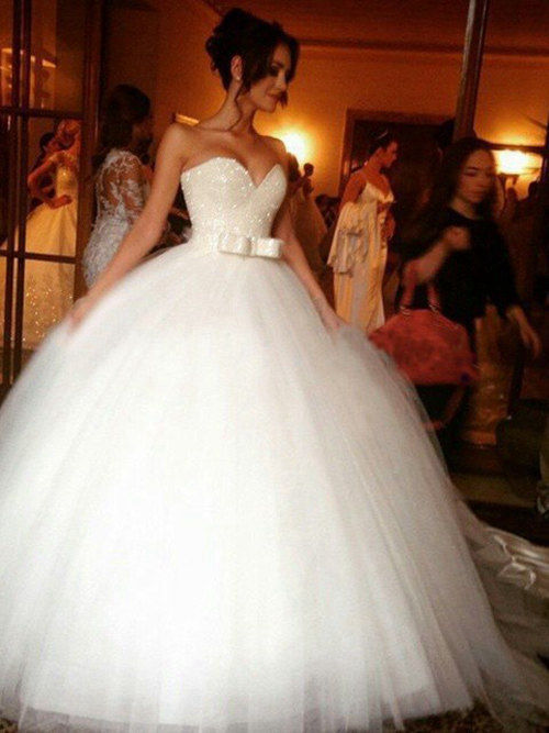 Ball Gown Sweetheart Tulle Wedding Garment Sequins