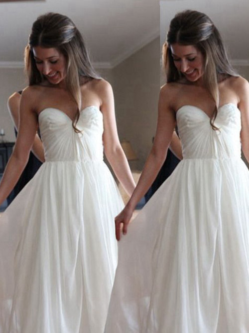 A-line Sweetheart Chiffon Wedding Dress Pleats