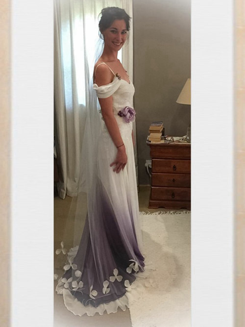 Mermaid Spaghetti Straps Tulle Wedding Dress Flower