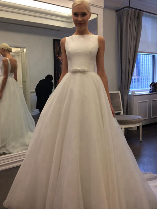 A-line Satin Tulle Wedding Gown