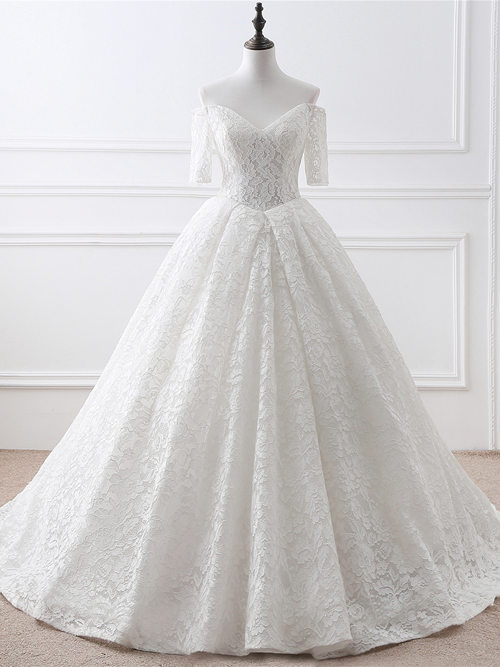 Ball Gown Sweetheart Lace Sleeves Bridal Wear