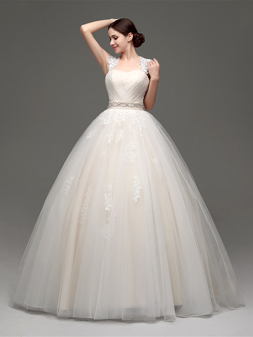 Ball Gown Straps Tulle Wedding Wear Applique
